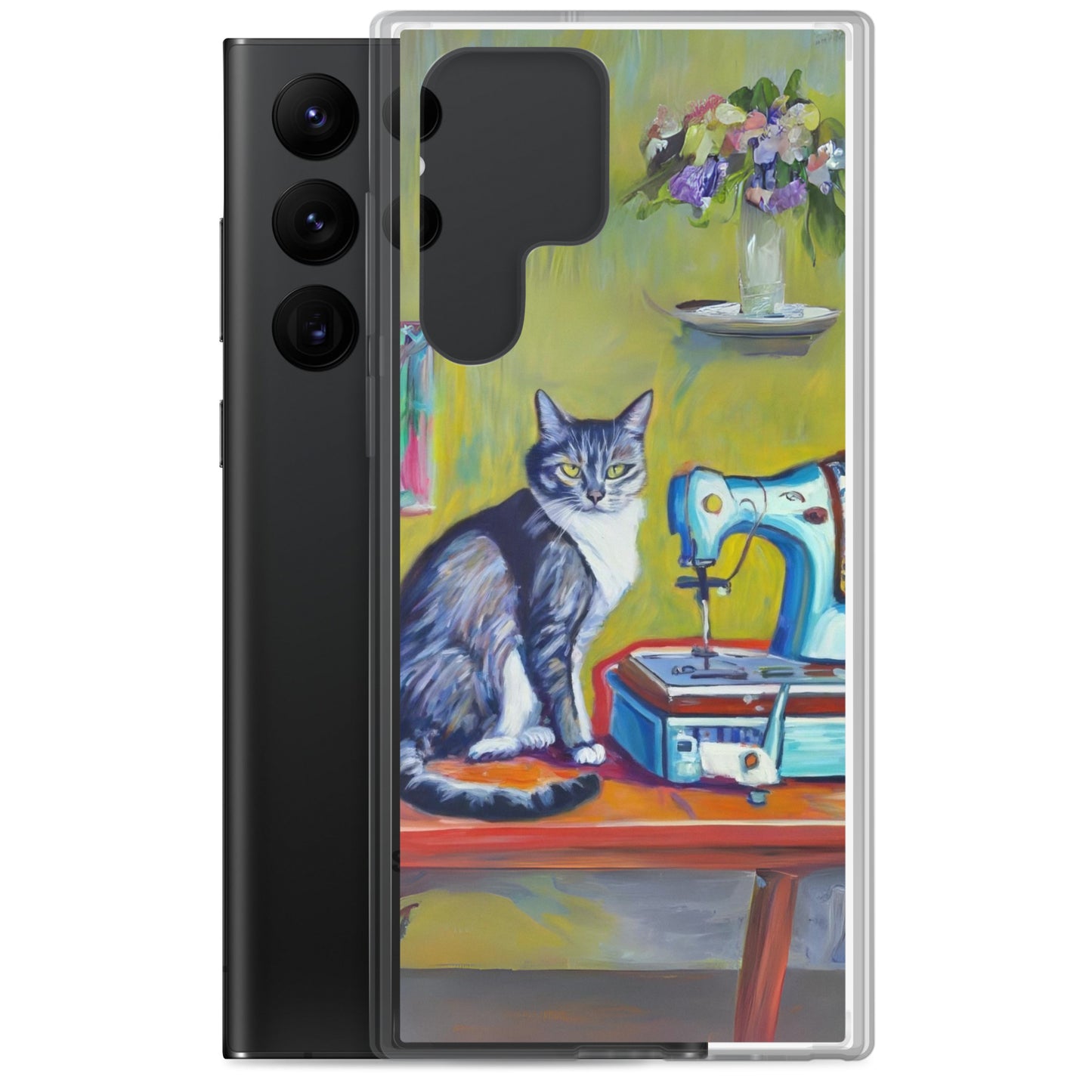 Samsung® Galaxy "Sewing Cats" Clear Phone Case Design – The Perfect Gift for People who Love to Sew