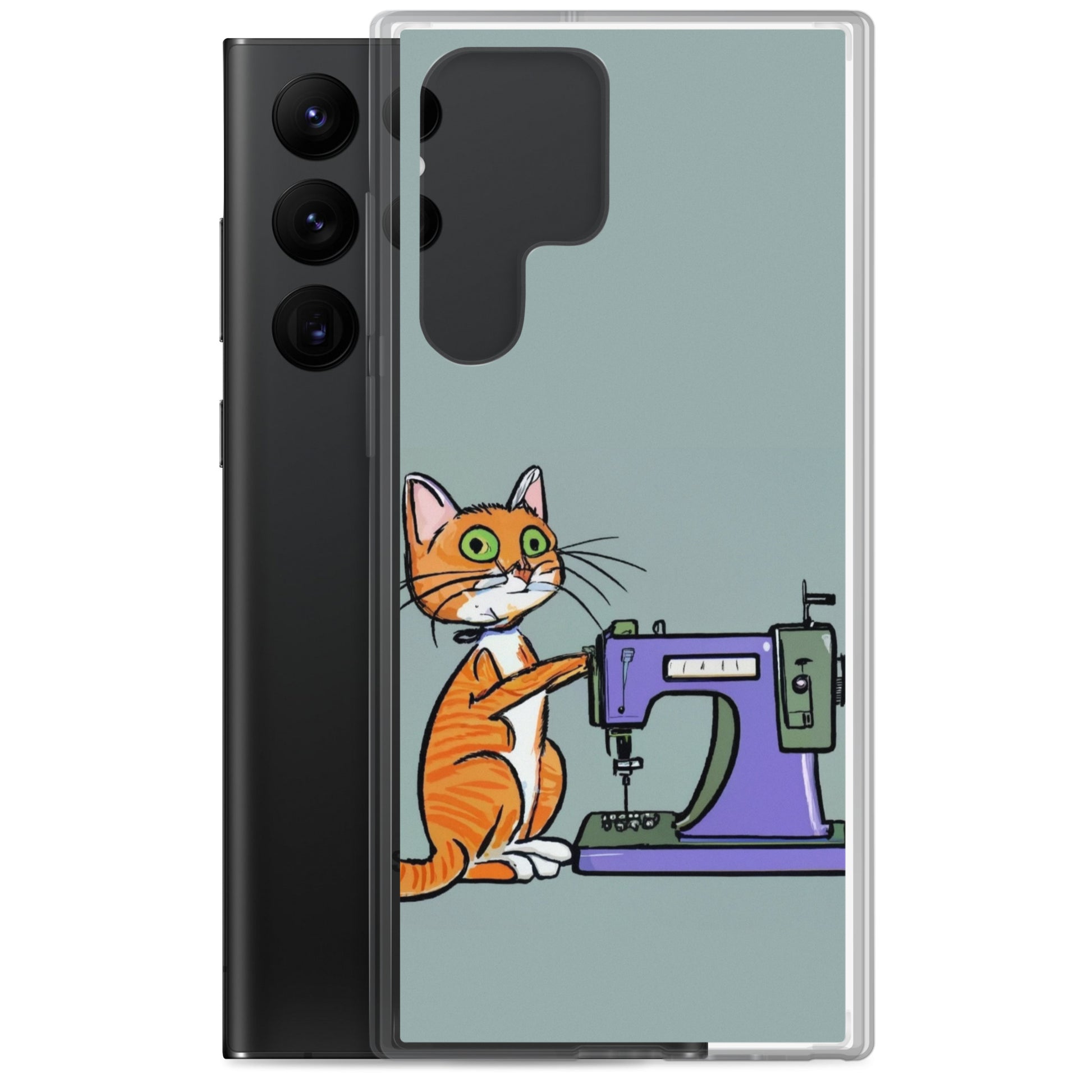 Samsung® Galaxy "Sewing Cats" Clear Phone Case Design – The Perfect Gift for People who Love to Sew