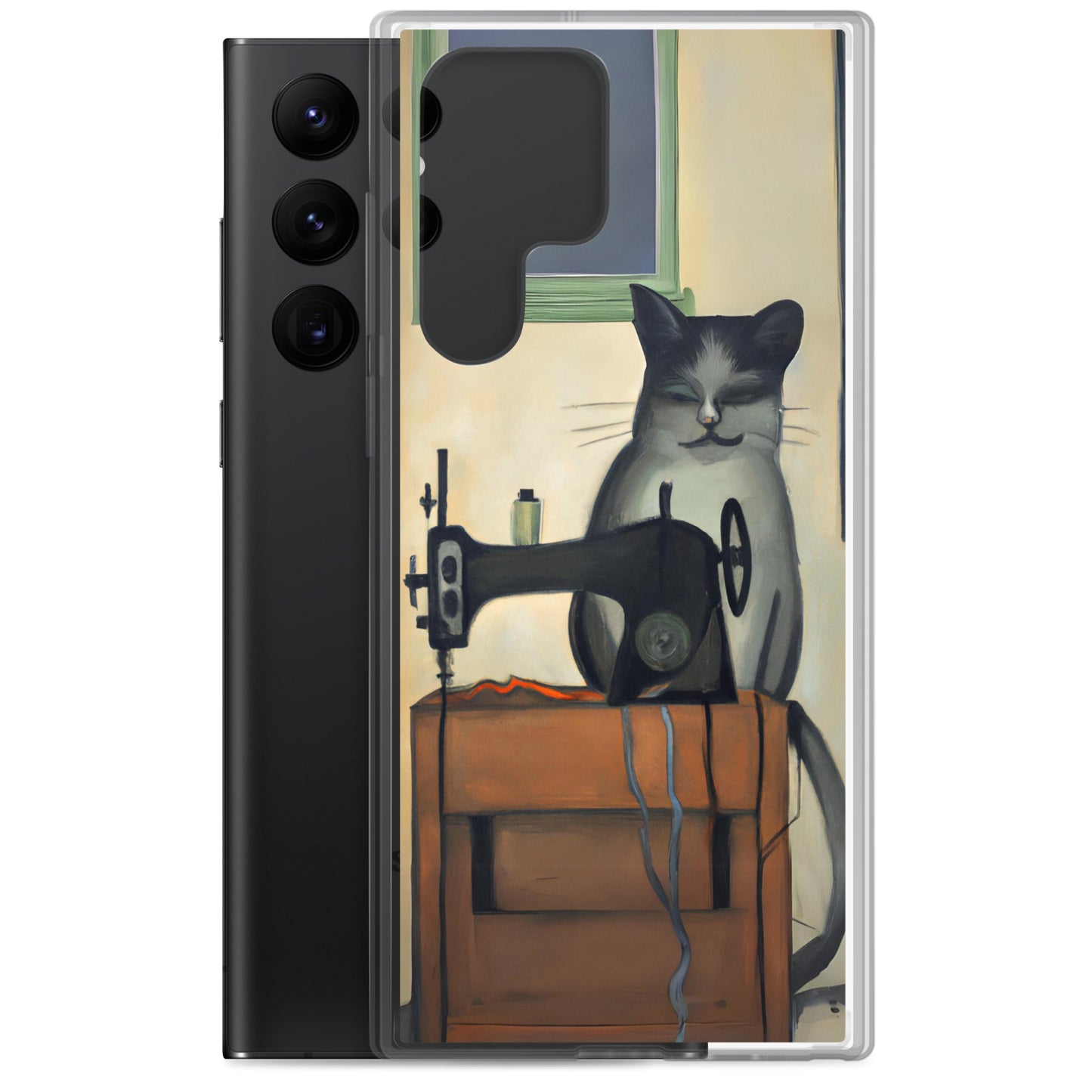 Samsung® Galaxy s22 ultra "Sewing Cats" Clear Phone Case Design – The Perfect Gift for People who Love to Sew