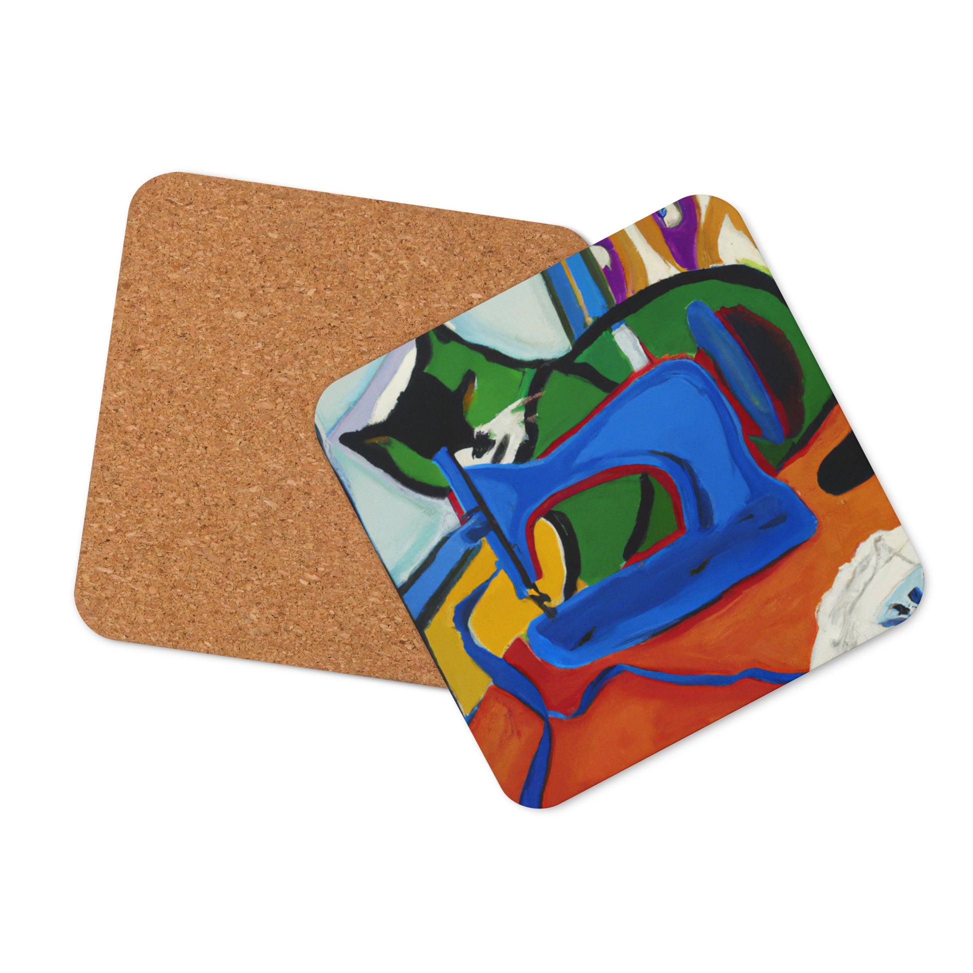 Cork-back Coaster with "Sewing Cat" Graphic - The Perfect Gift for People who Love to Sew