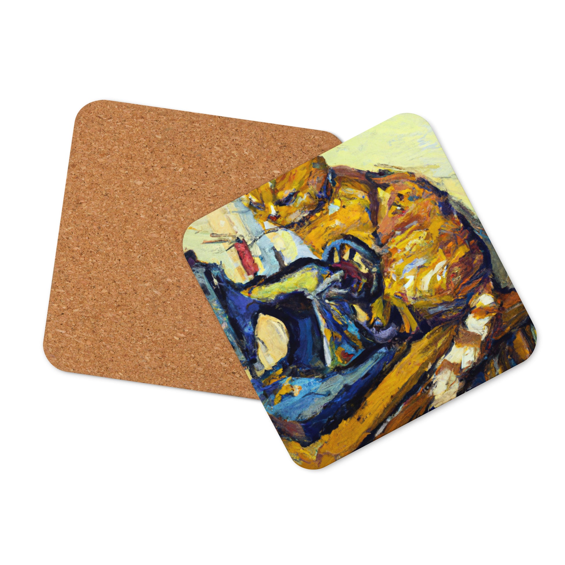 Cork-back Coaster with "Sewing Cat" Graphic - The Perfect Gift for People who Love to Sew