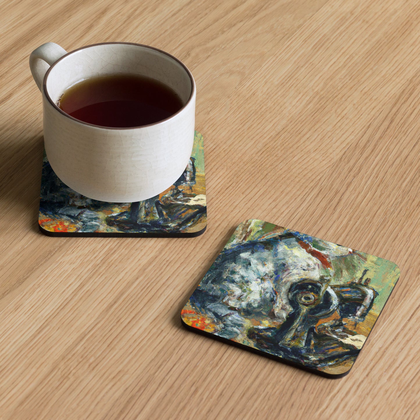 Cork-back Coaster with "Sewing Cat" Graphic - The Perfect Gift for People who Love to Sew