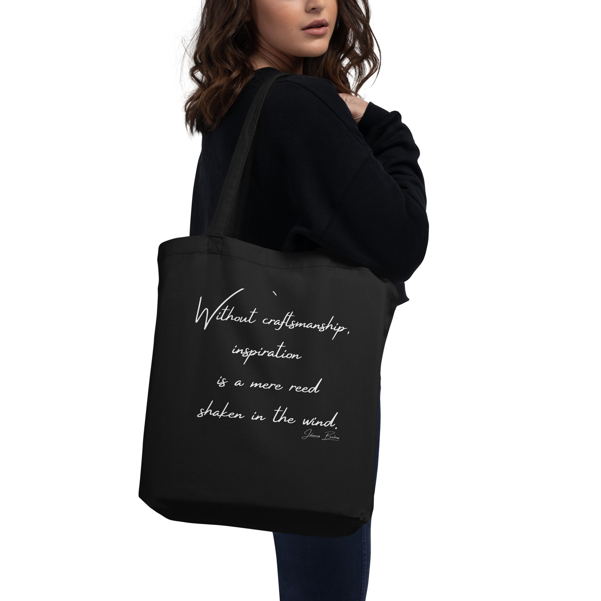 "Craftmanship" Inspirational Quote Graphic Tote Bag Black Gifts For People Who Sew