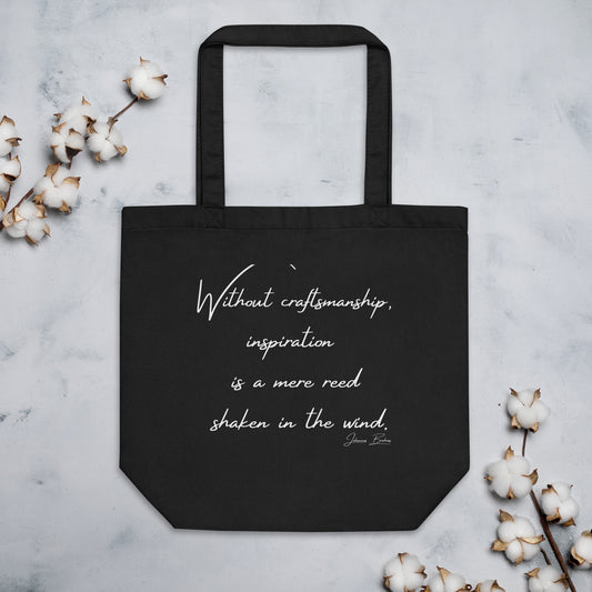 "Craftmanship" Inspirational Quote Graphic Tote Bag Black Gifts For People Who Sew