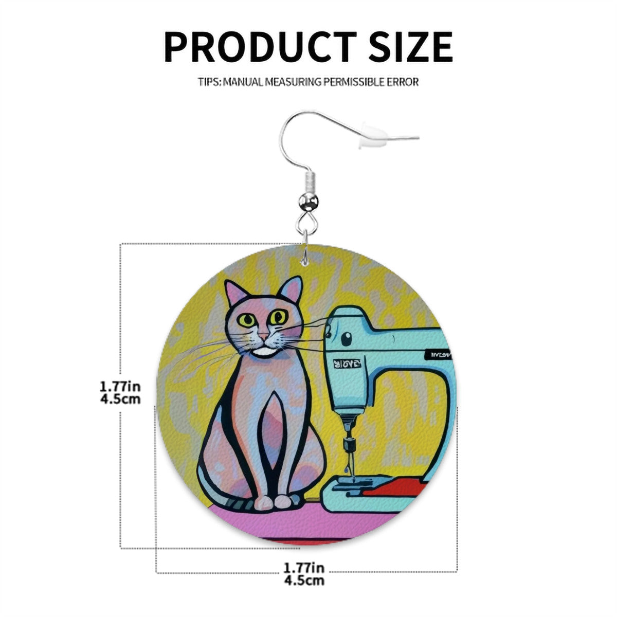 Circle Drop Earrings with "Sewing Cats" design – The Perfect Gift for People who Love to Sew