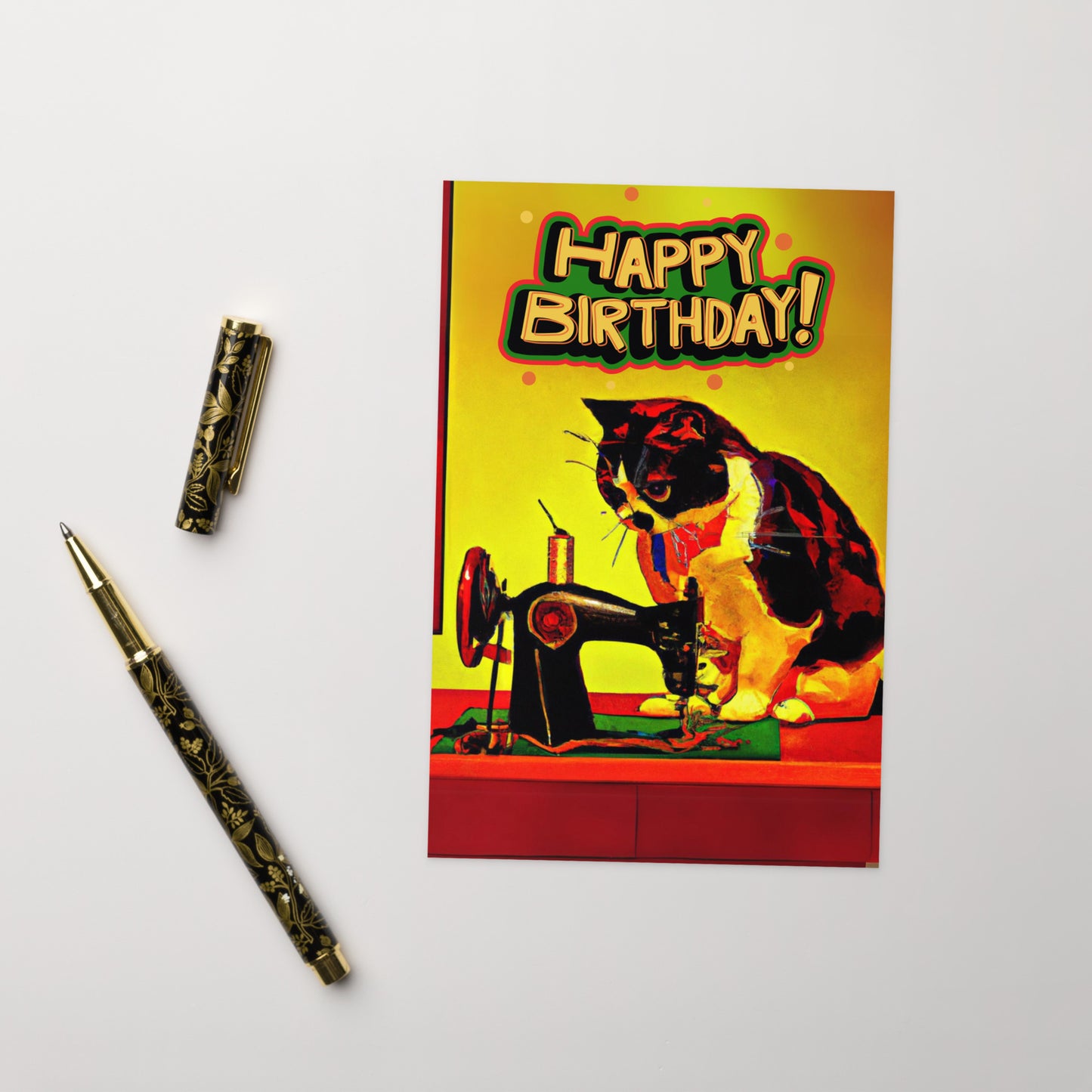 Sewing Cat 23 Birthday Card