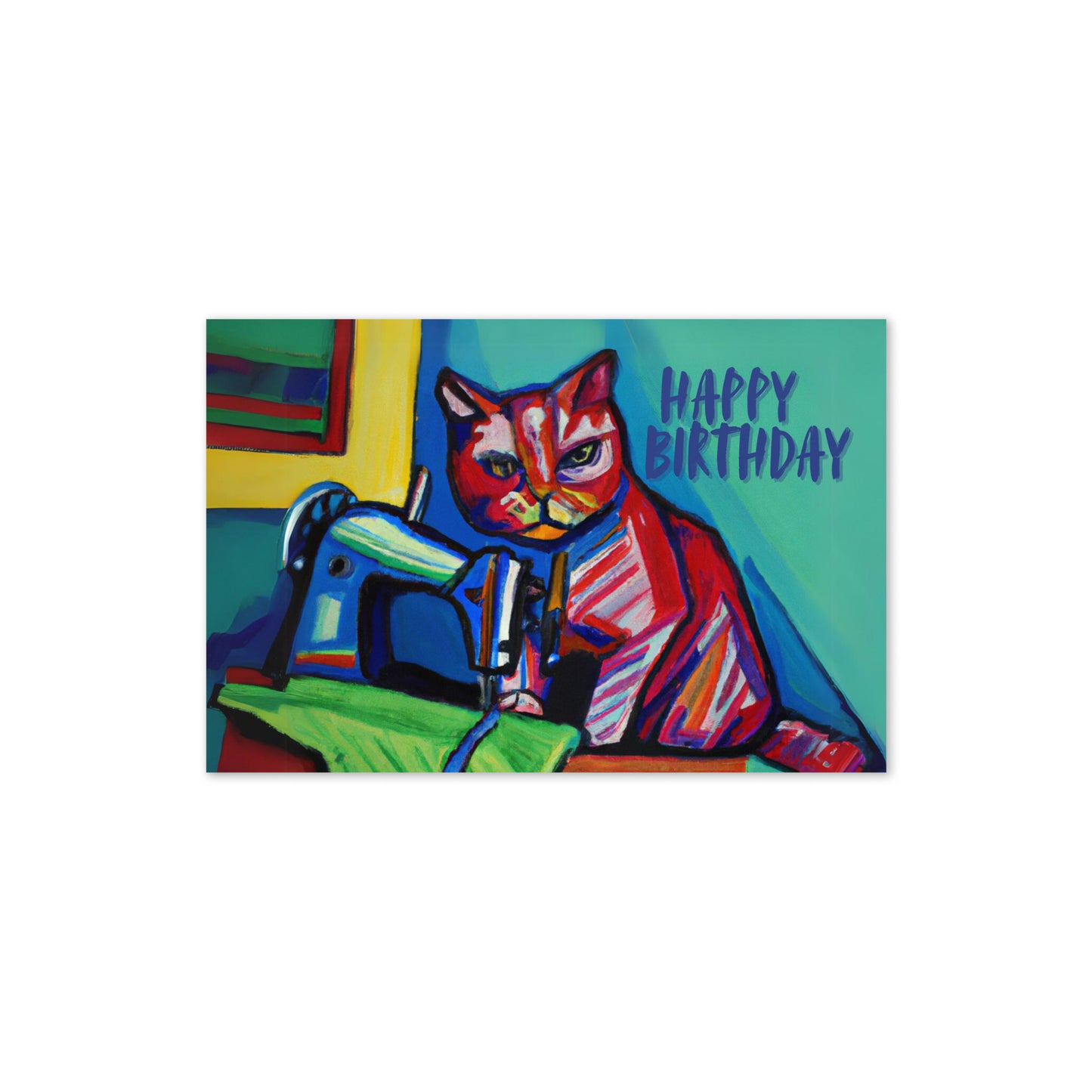 Sewing Cat 25 Birthday Card