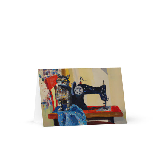 Sewing Cat 2 Blank Card