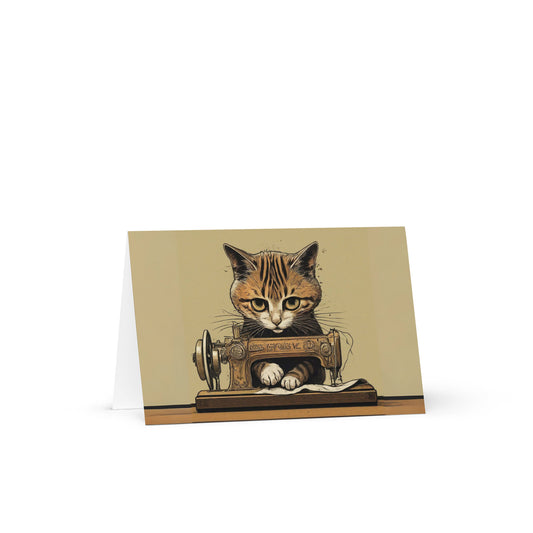 Serious Sewing Cat Blank Card