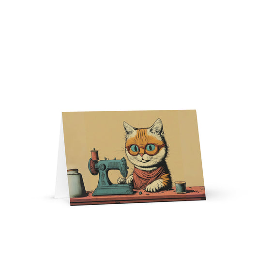 Sewing Cat Blank Card