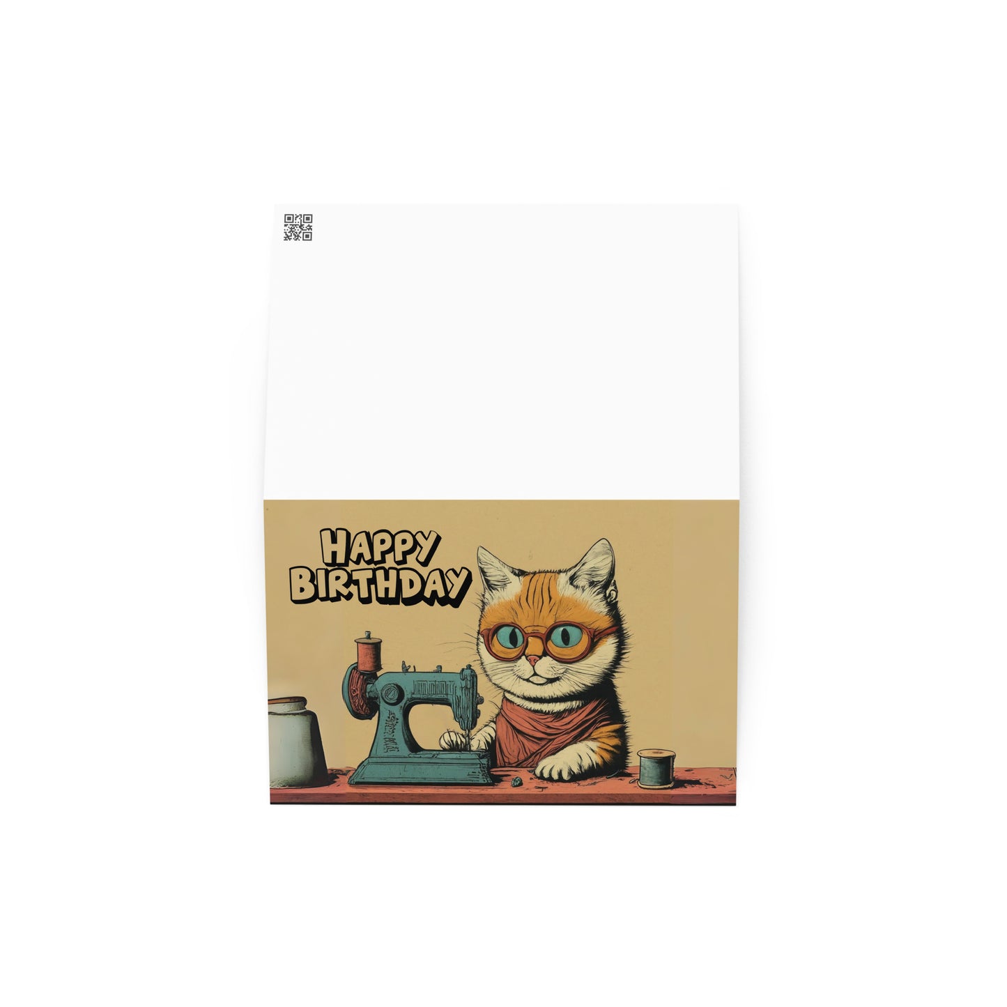 Sewing Cat Birthday Card