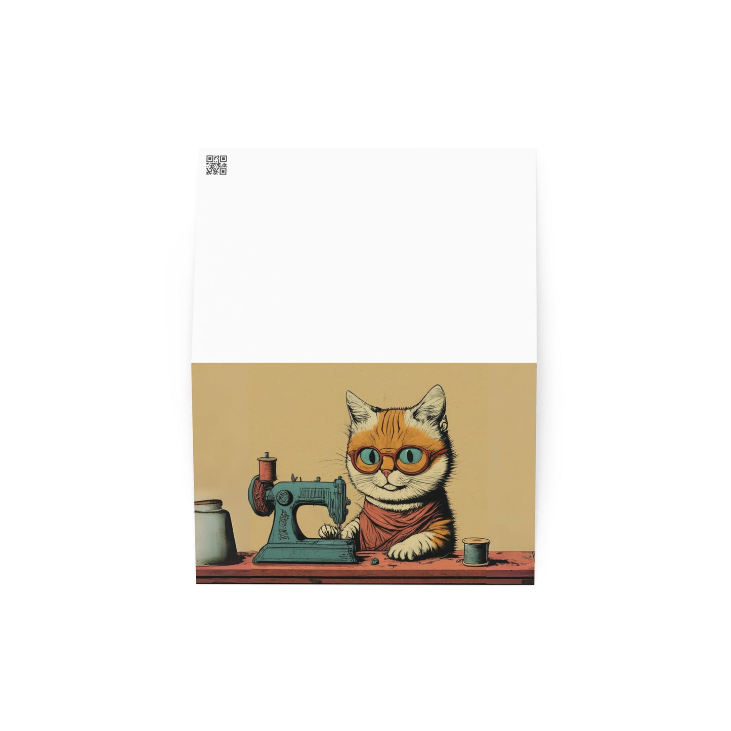 Sewing Cat Blank Card