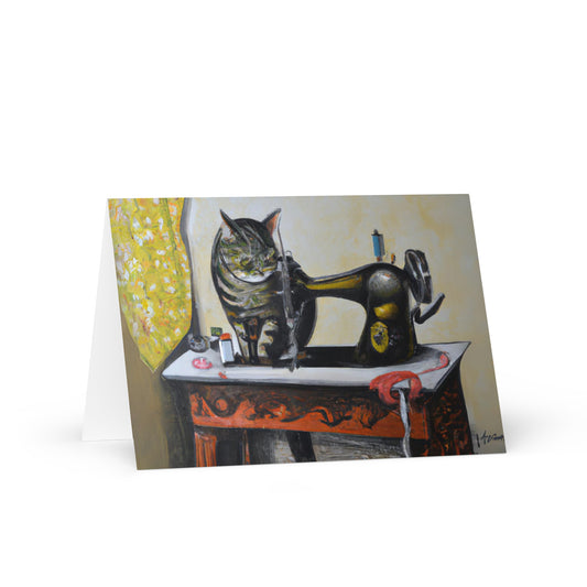 Sewing Cats Greeting card, birthday card for sewing enthusiast, teacher appreciation card, thank you card for cat loving friend