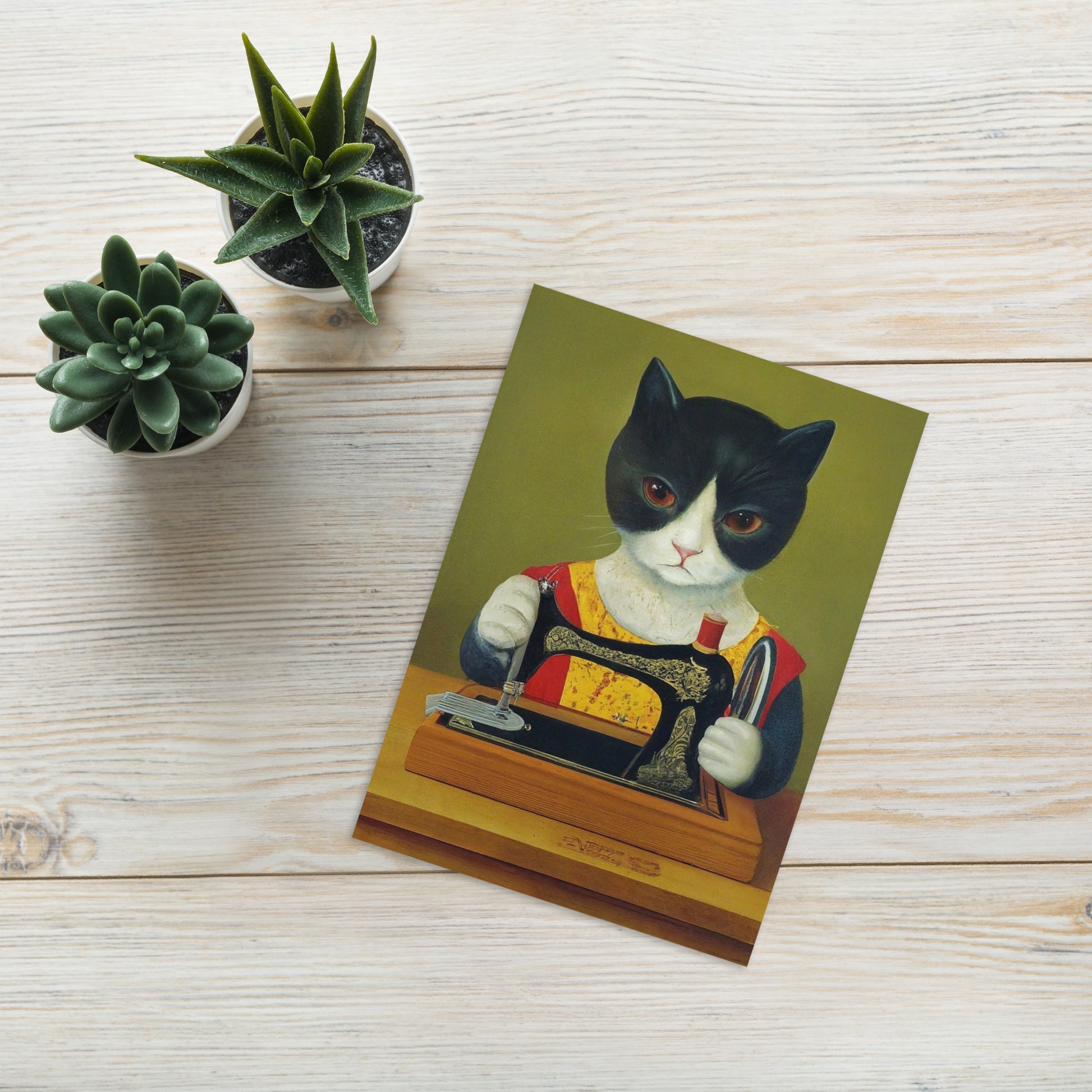 Sewing Cats Greeting card, birthday card for sewing enthusiast, teacher appreciation card, thank you card for cat loving friend