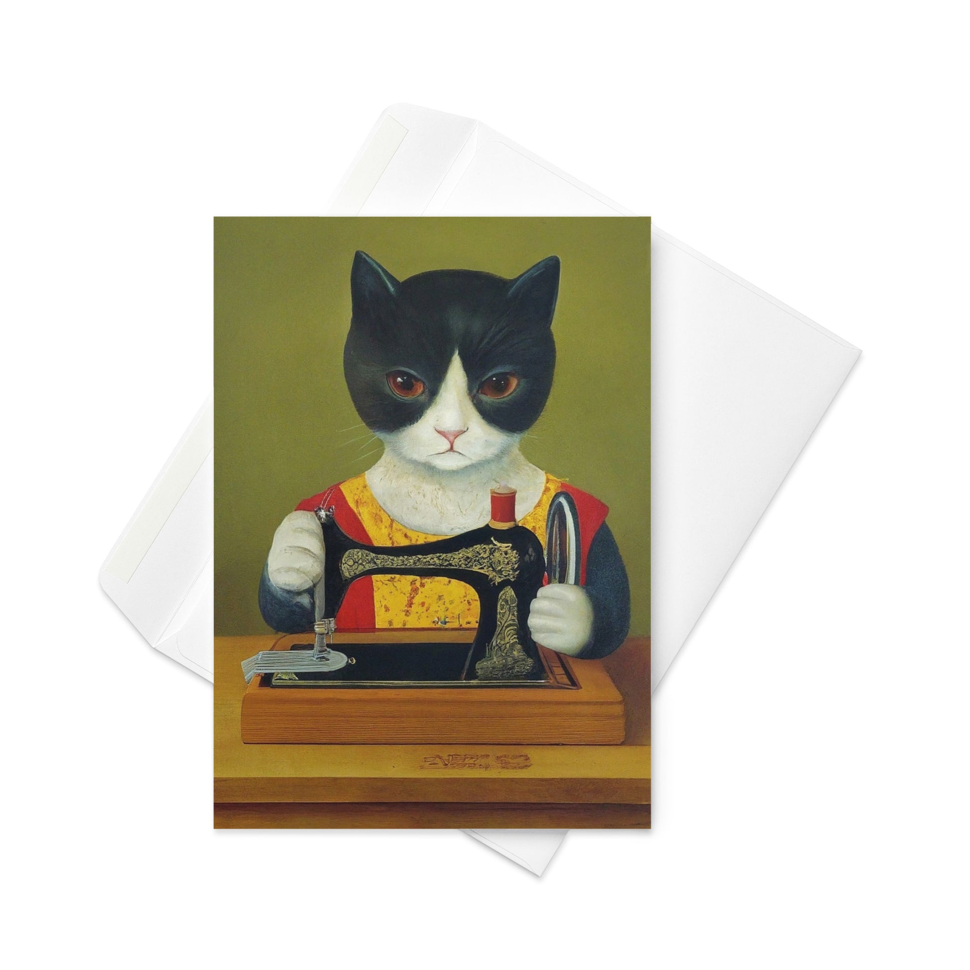 Sewing Cats Greeting card, birthday card for sewing enthusiast, teacher appreciation card, thank you card for cat loving friend