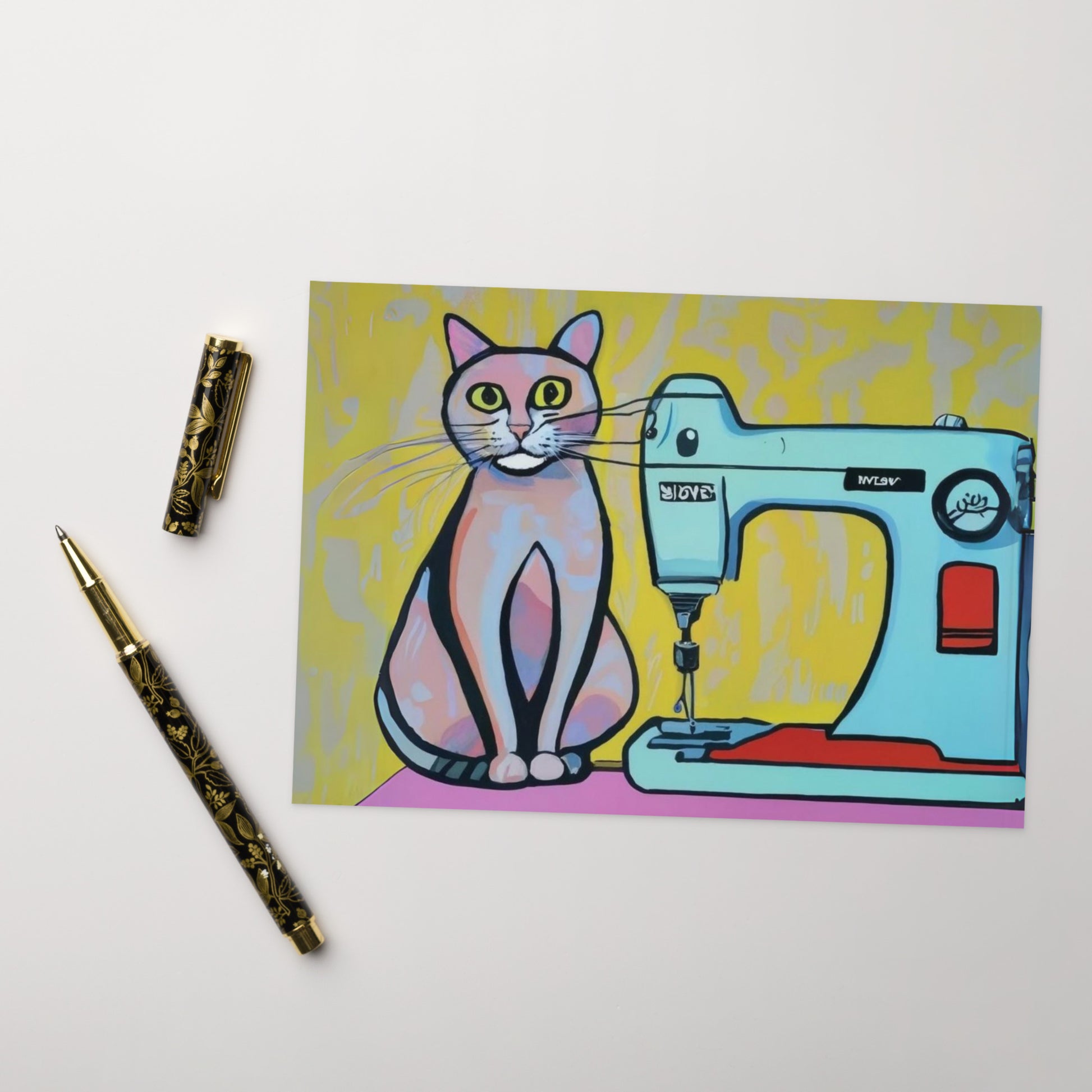 Sewing Cats Greeting card, birthday card for sewing enthusiast, teacher appreciation card, thank you card for cat loving friend