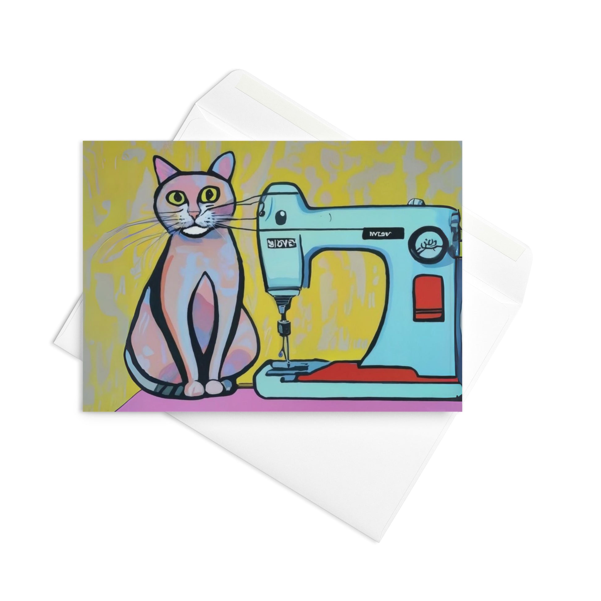 Sewing Cats Greeting card, birthday card for sewing enthusiast, teacher appreciation card, thank you card for cat loving friend