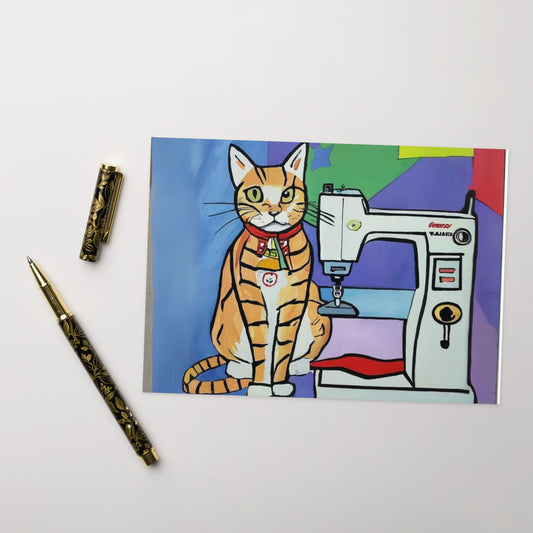 Sewing Cats Greeting card, birthday card for sewing enthusiast, teacher appreciation card, thank you card for cat loving friend