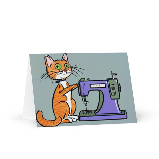 Sewing Cats Greeting card, birthday card for sewing enthusiast, teacher appreciation card, thank you card for cat loving friend