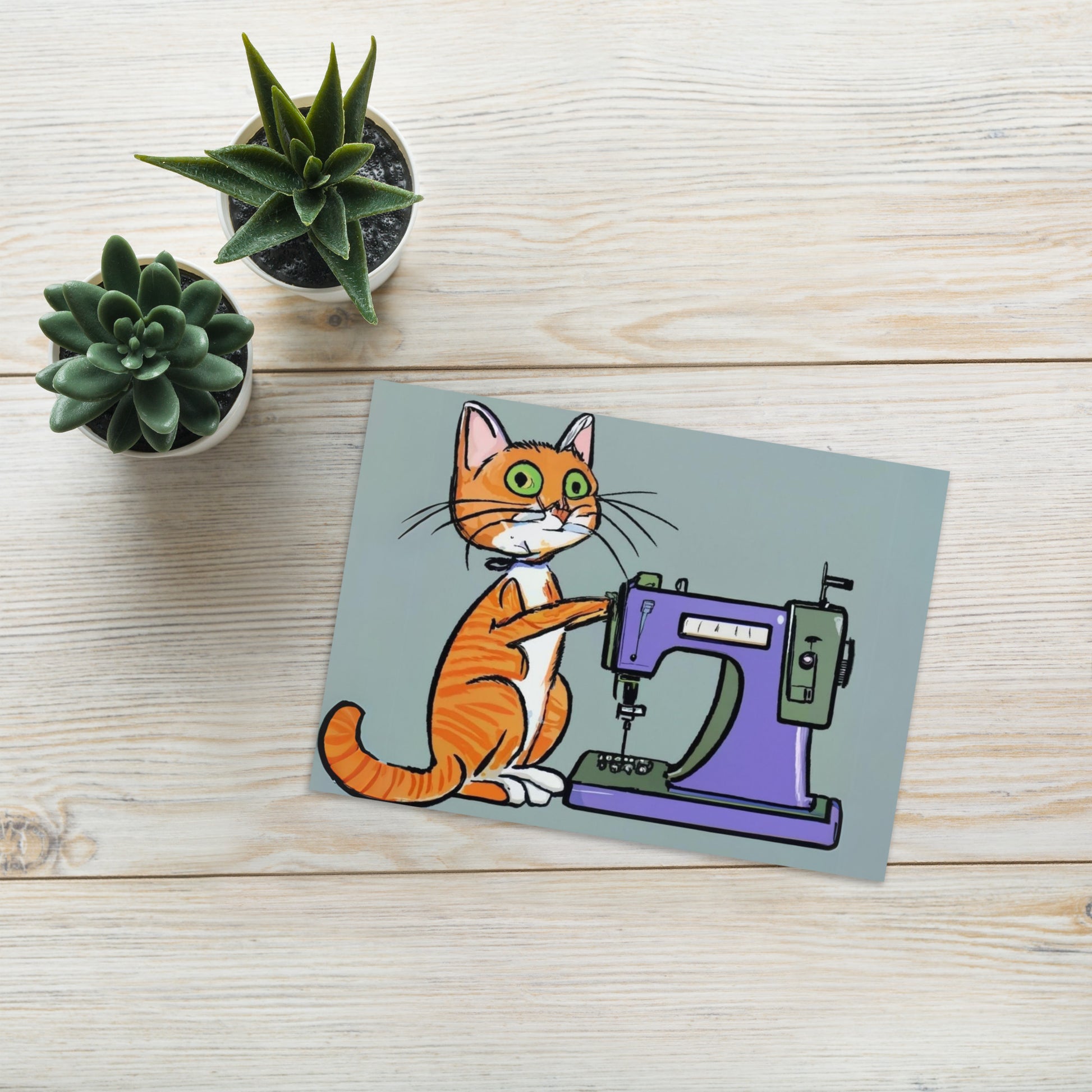 Sewing Cats Greeting card, birthday card for sewing enthusiast, teacher appreciation card, thank you card for cat loving friend