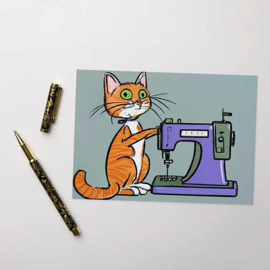 Sewing Cats Greeting card, birthday card for sewing enthusiast, teacher appreciation card, thank you card for cat loving friend