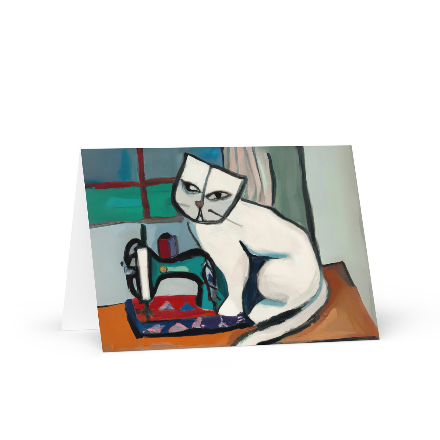 Greeting Card for any occasions with "sewing cat" design - perfect gift for people who love to sew