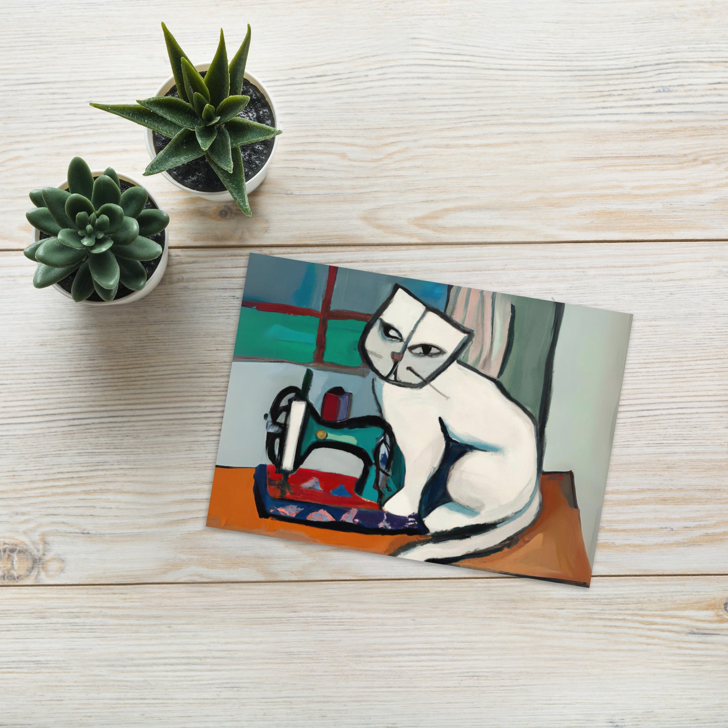 Greeting Card for any occasions with "sewing cat" design - perfect gift for people who love to sew