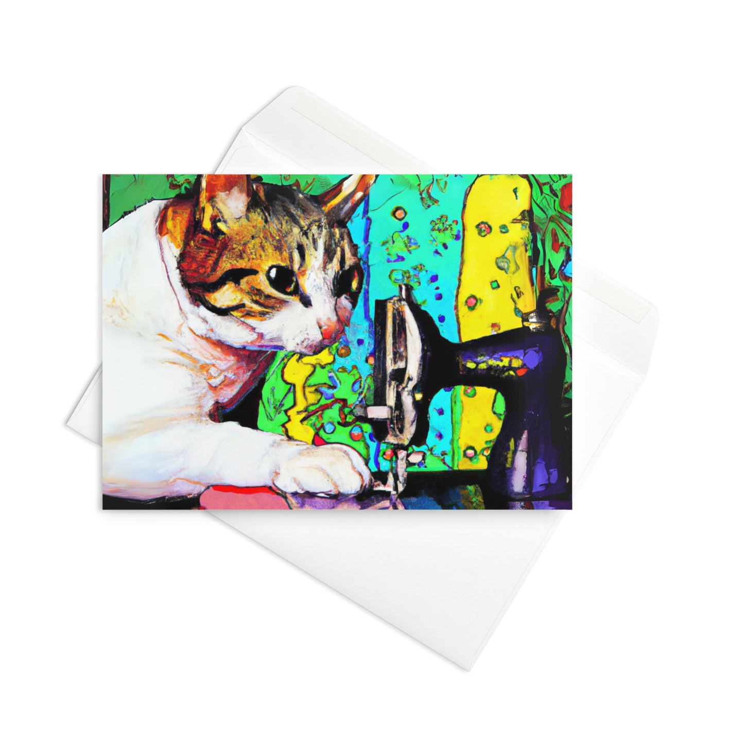 Sewing Cats 22 Greeting card, birthday card for sewing enthusiast, teacher appreciation card, thank you card for cat loving friend