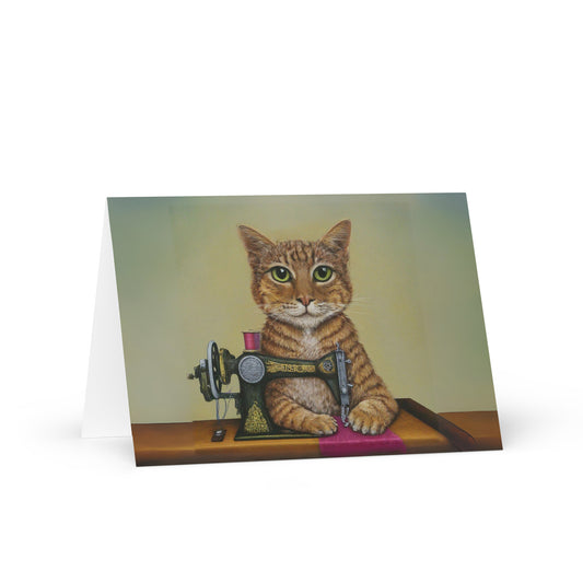 Sewing Cat 26 Greeting Card