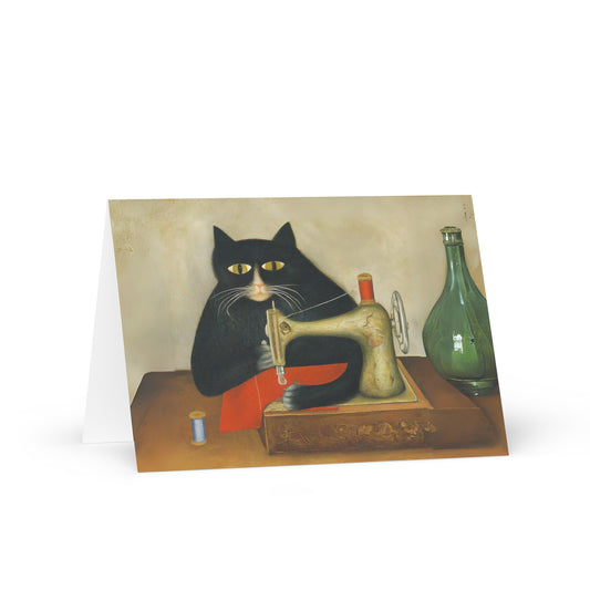 Sewing Cat 27 Greeting Card