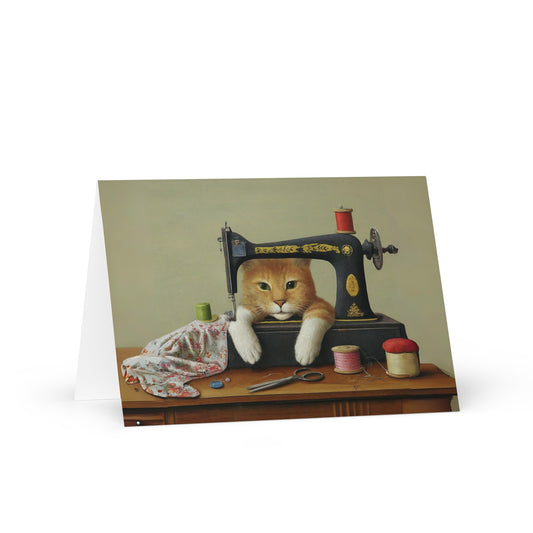 Sewing Cat 28 Greeting Card