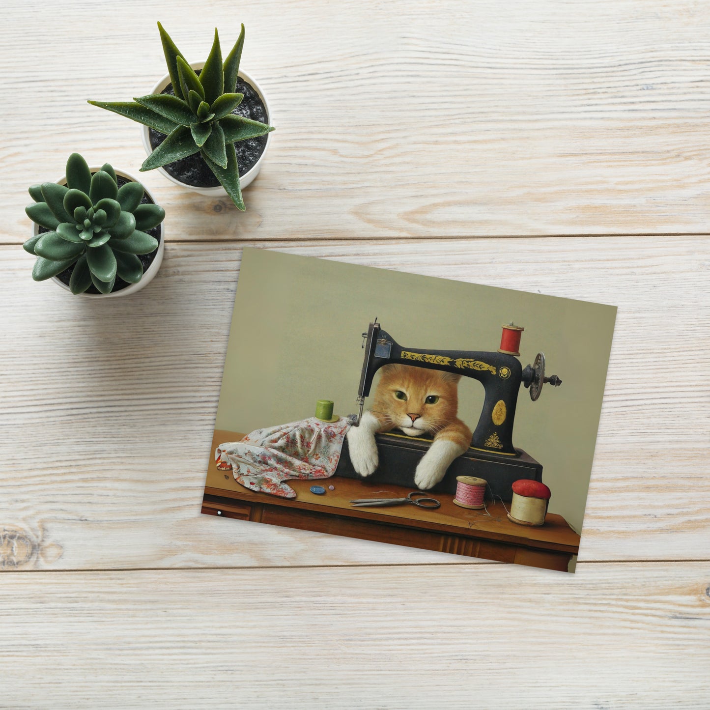 Sewing Cat 28 Greeting Card