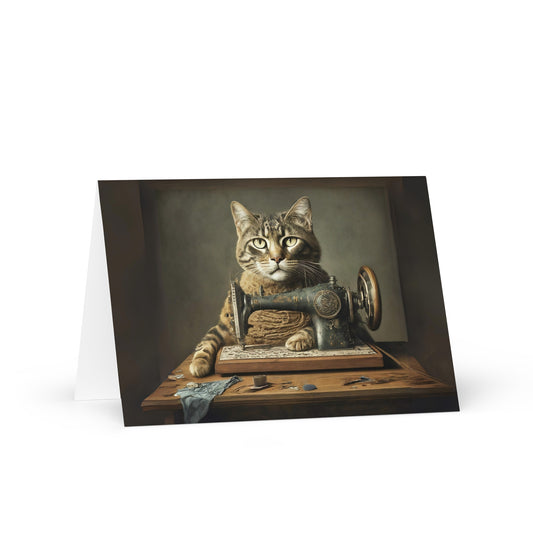 Sewing Cat 32 Greeting Card
