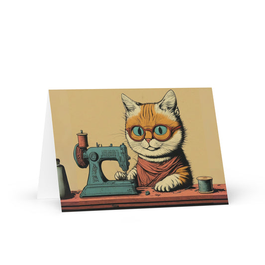 Sewing Cat  Greeting Card