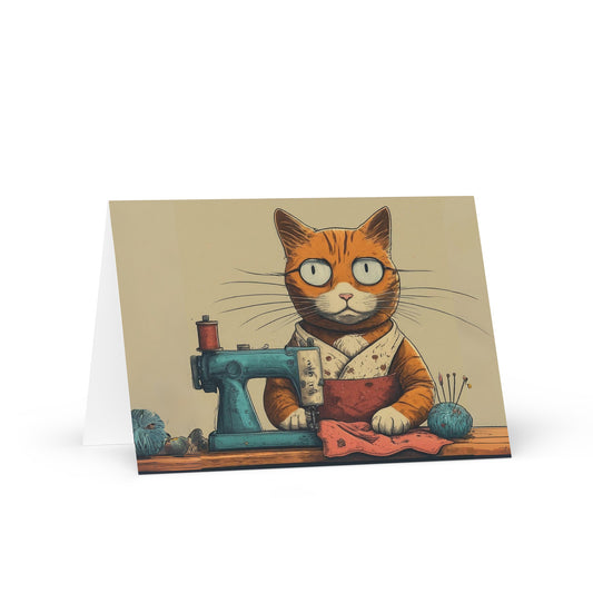 Seamstress Cat Greeting Card