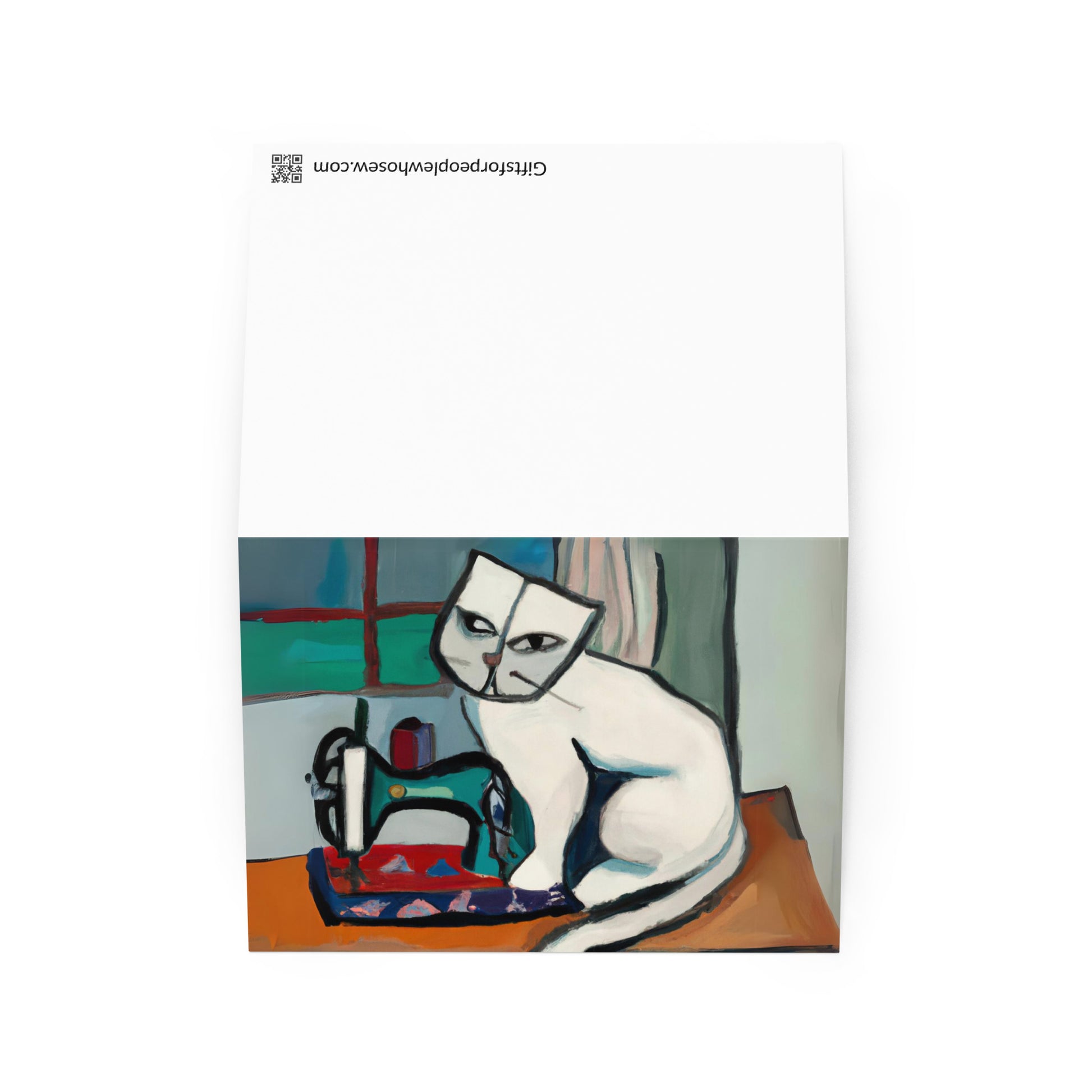 Greeting Card for any occasions with "sewing cat" design - perfect gift for people who love to sew