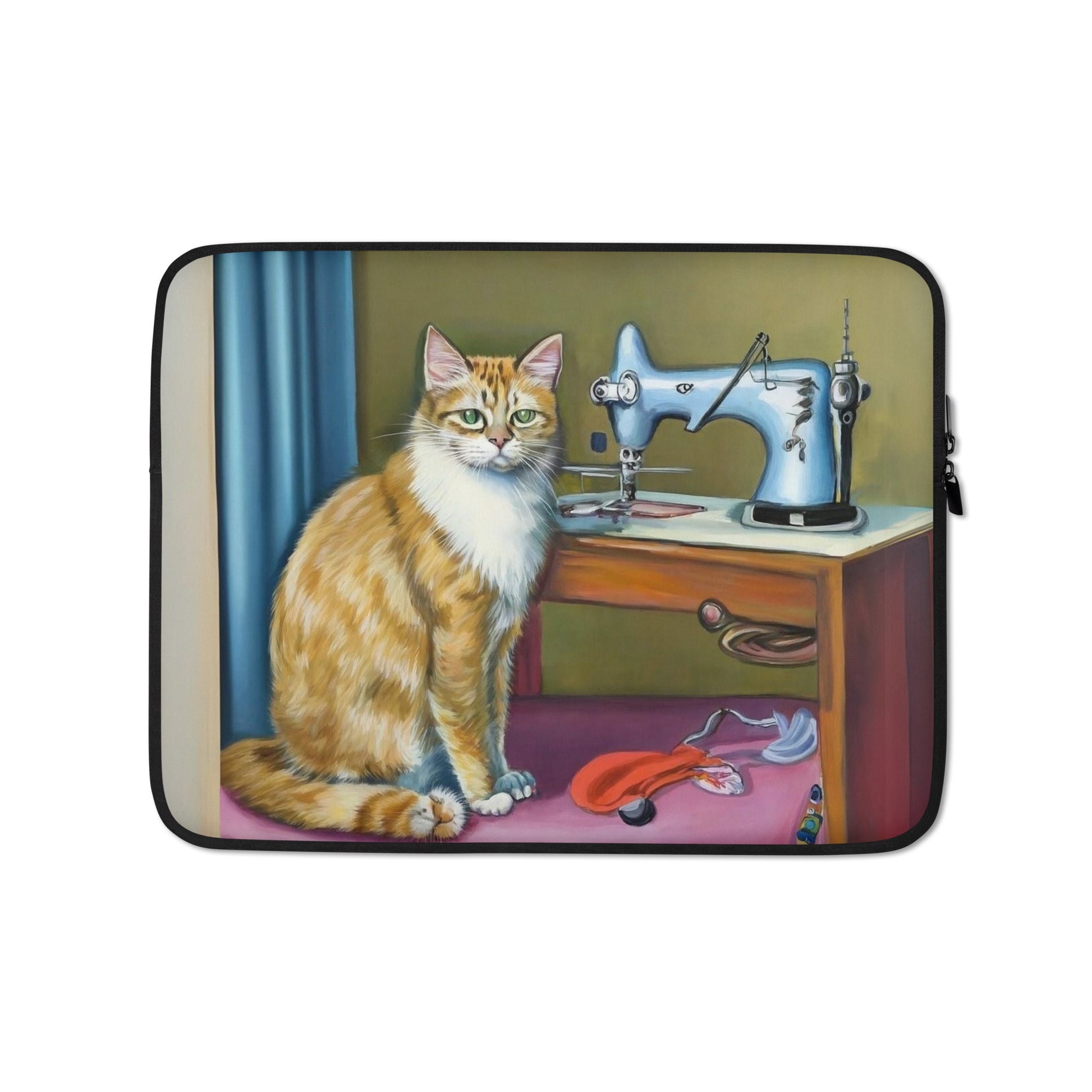 Laptop Sleeve with "Sewing Cat" design - The Perfect Gift for People who Love to Sew