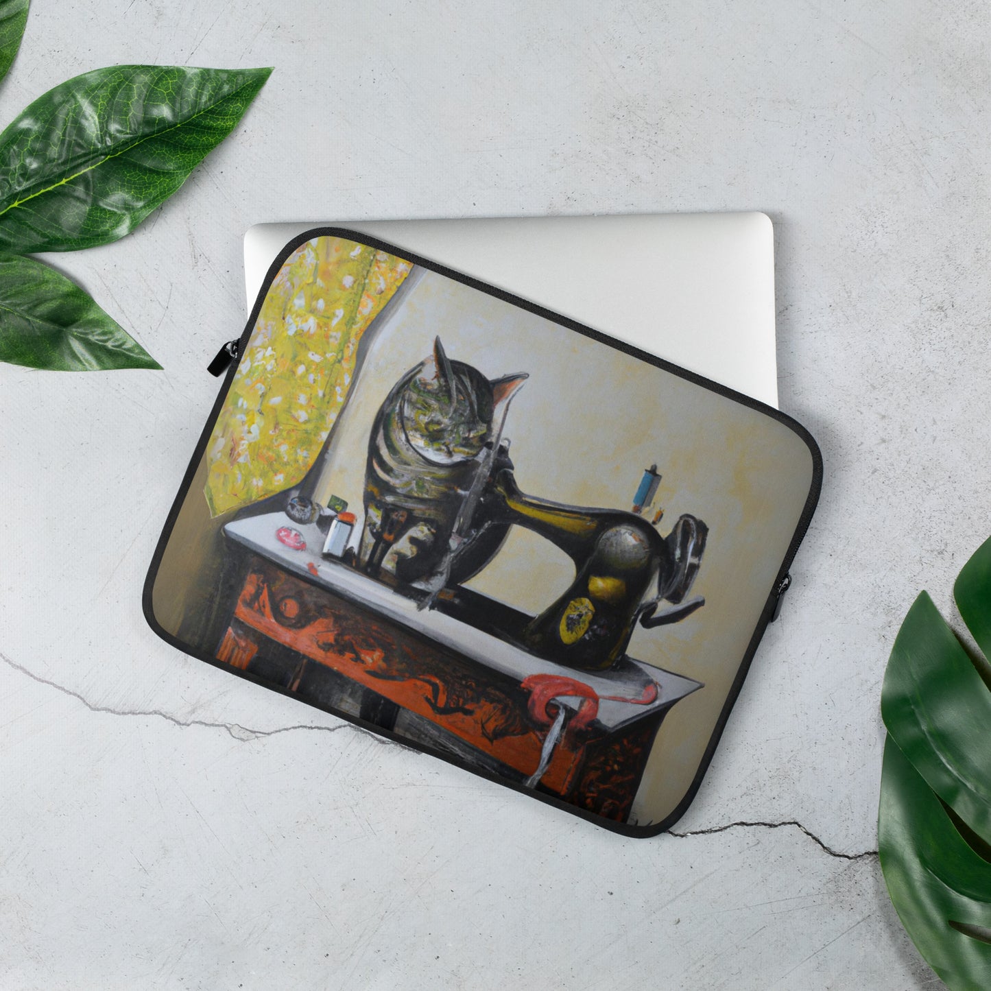 Laptop Sleeve with "Sewing Cat" design - The Perfect Gift for People who Love to Sew