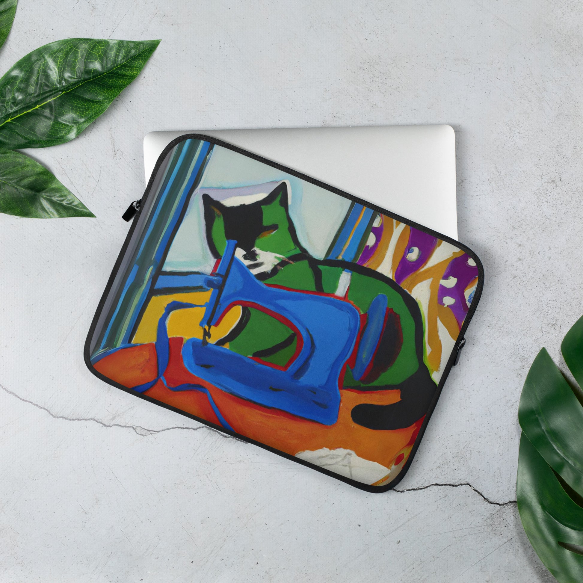 Laptop Sleeve with "Sewing Cat" design - The Perfect Gift for People who Love to Sew