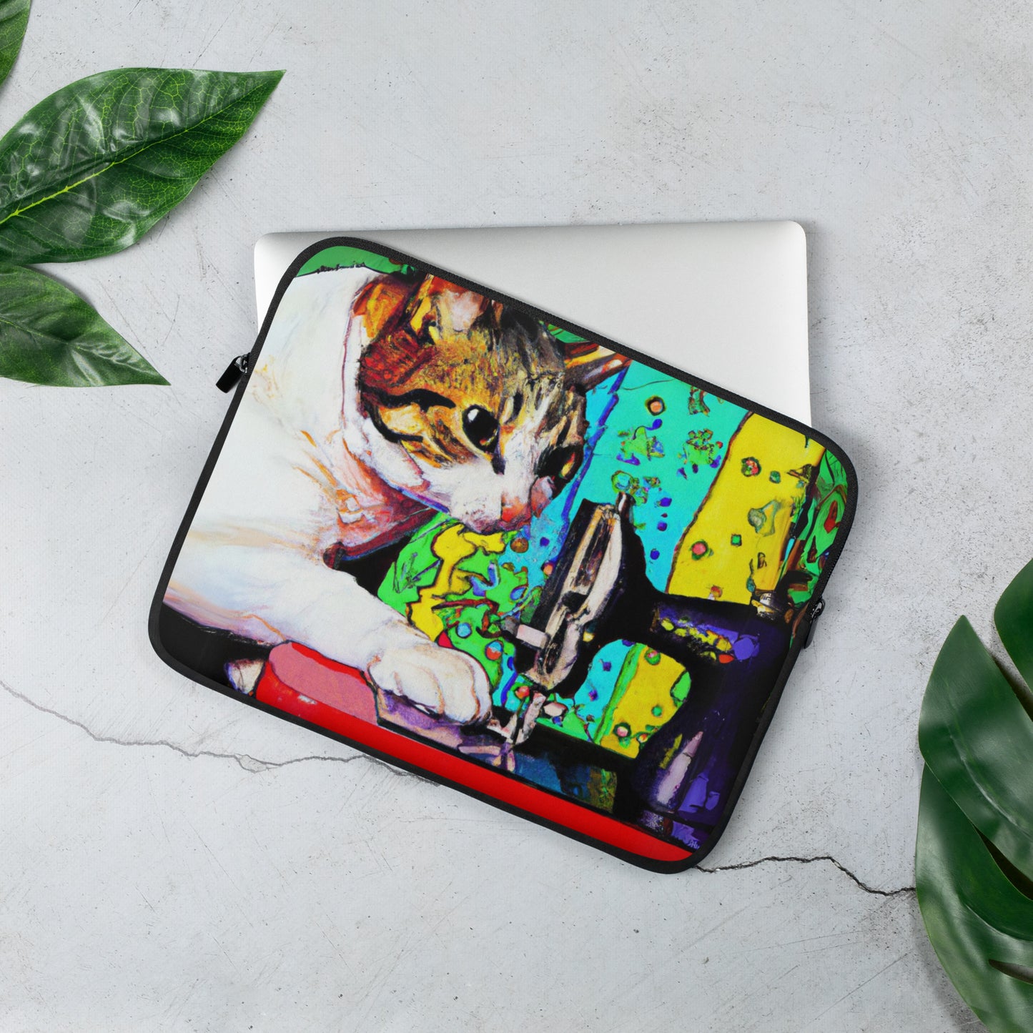 Laptop Sleeve with "Sewing Cat" design - The Perfect Gift for People who Love to Sew