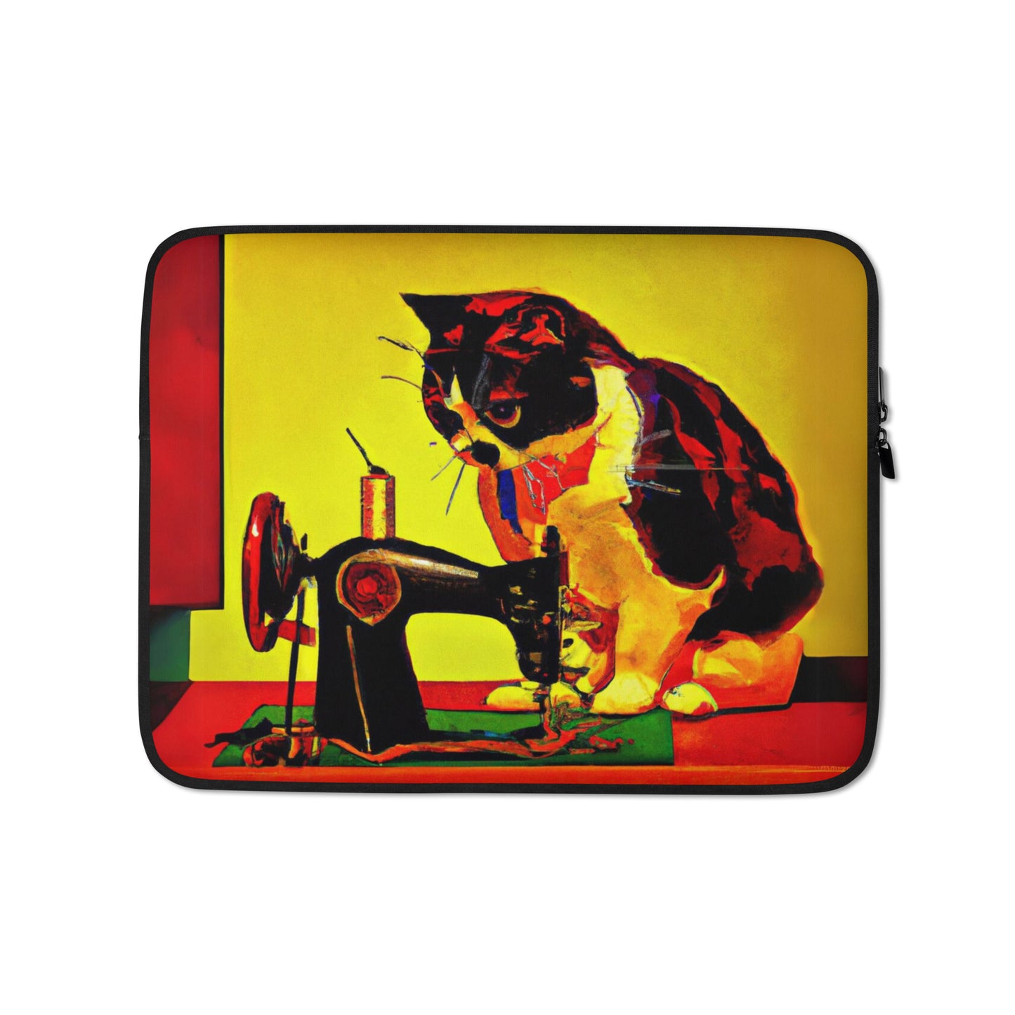 Laptop Sleeve with "Sewing Cat" design - The Perfect Gift for People who Love to Sew