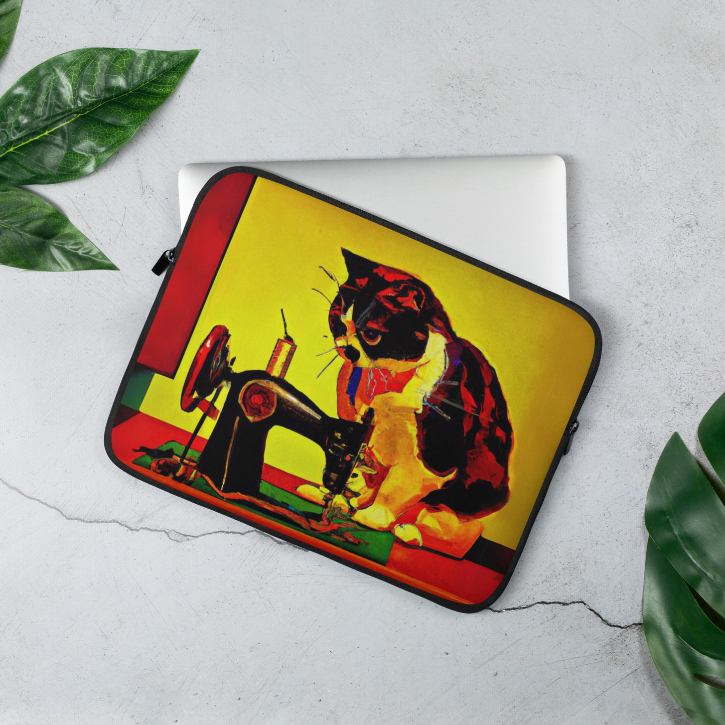 Laptop Sleeve with "Sewing Cat" design - The Perfect Gift for People who Love to Sew