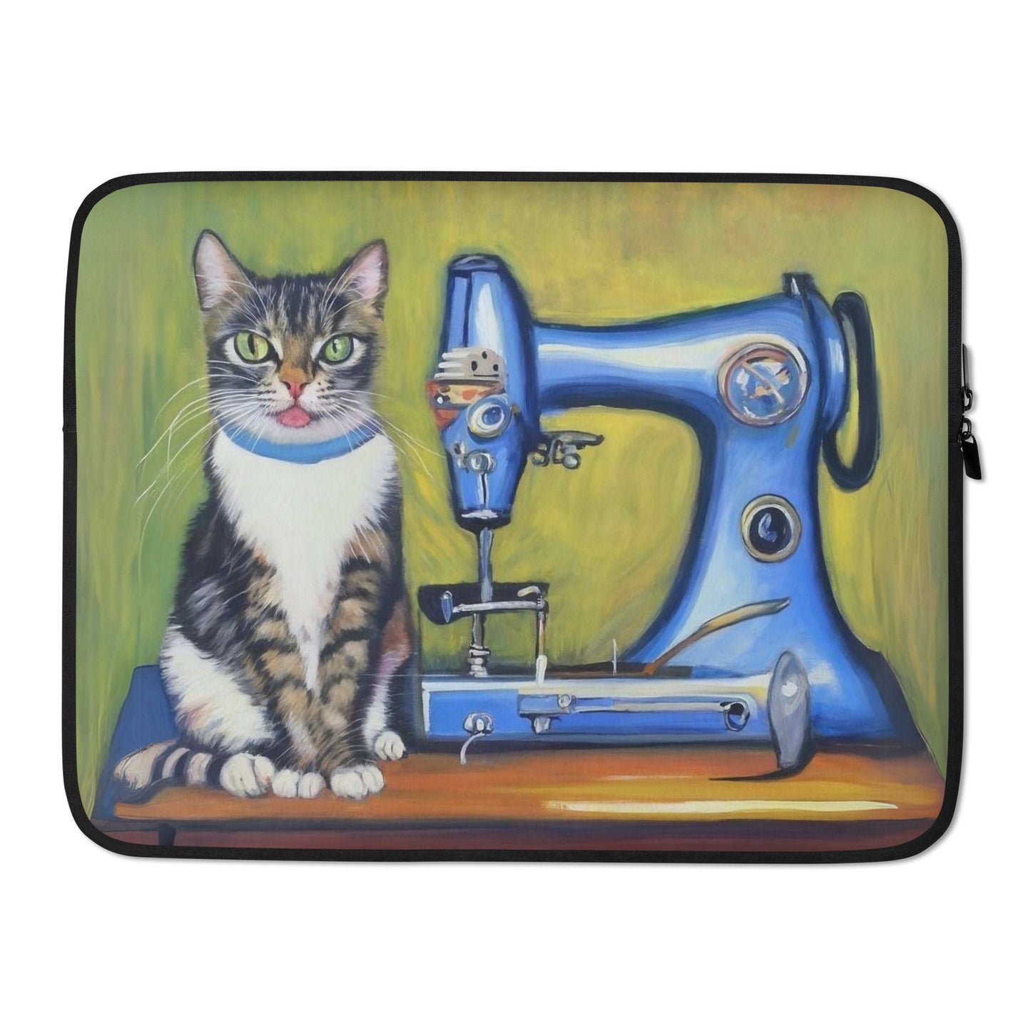 Laptop Sleeve with "Sewing Cat" design - The Perfect Gift for People who Love to Sew