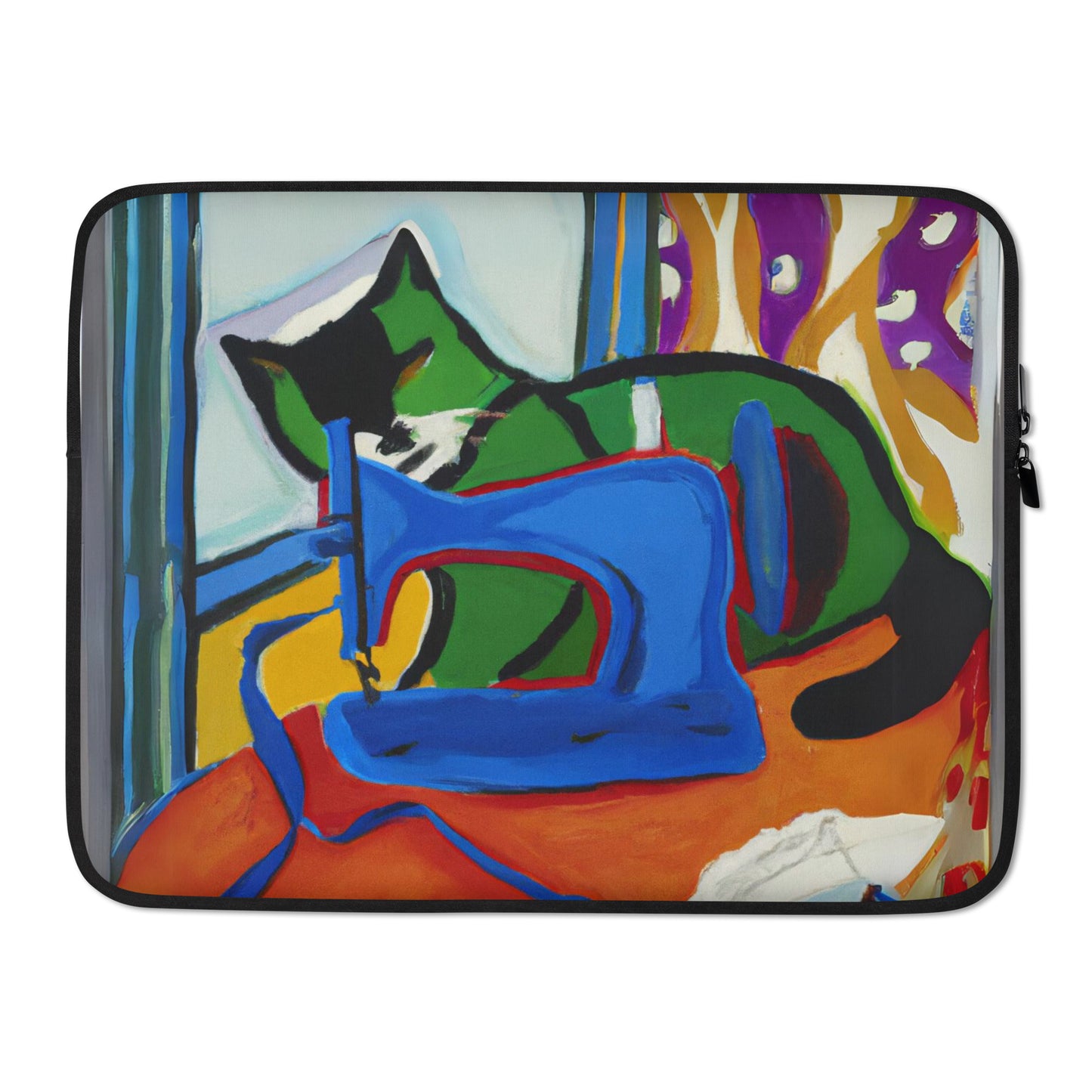 Laptop Sleeve with "Sewing Cat" design - The Perfect Gift for People who Love to Sew