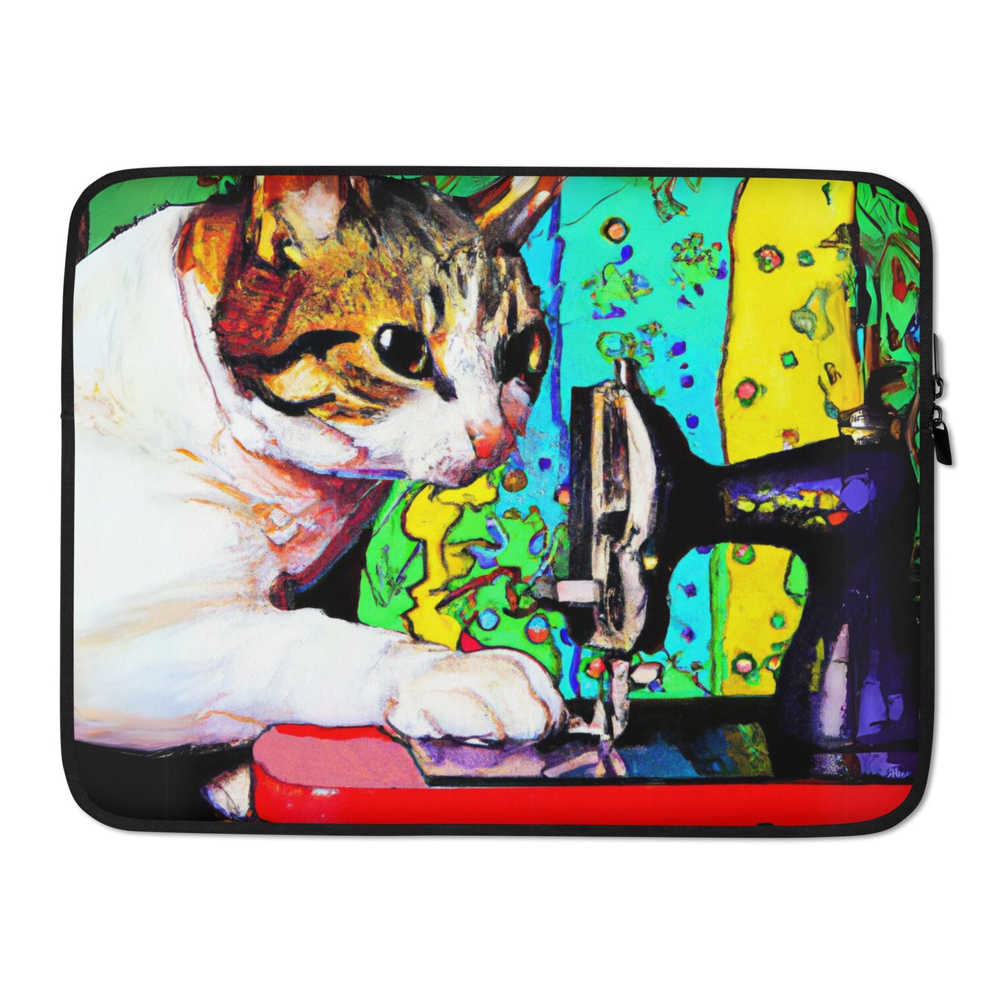 Laptop Sleeve with "Sewing Cat" design - The Perfect Gift for People who Love to Sew