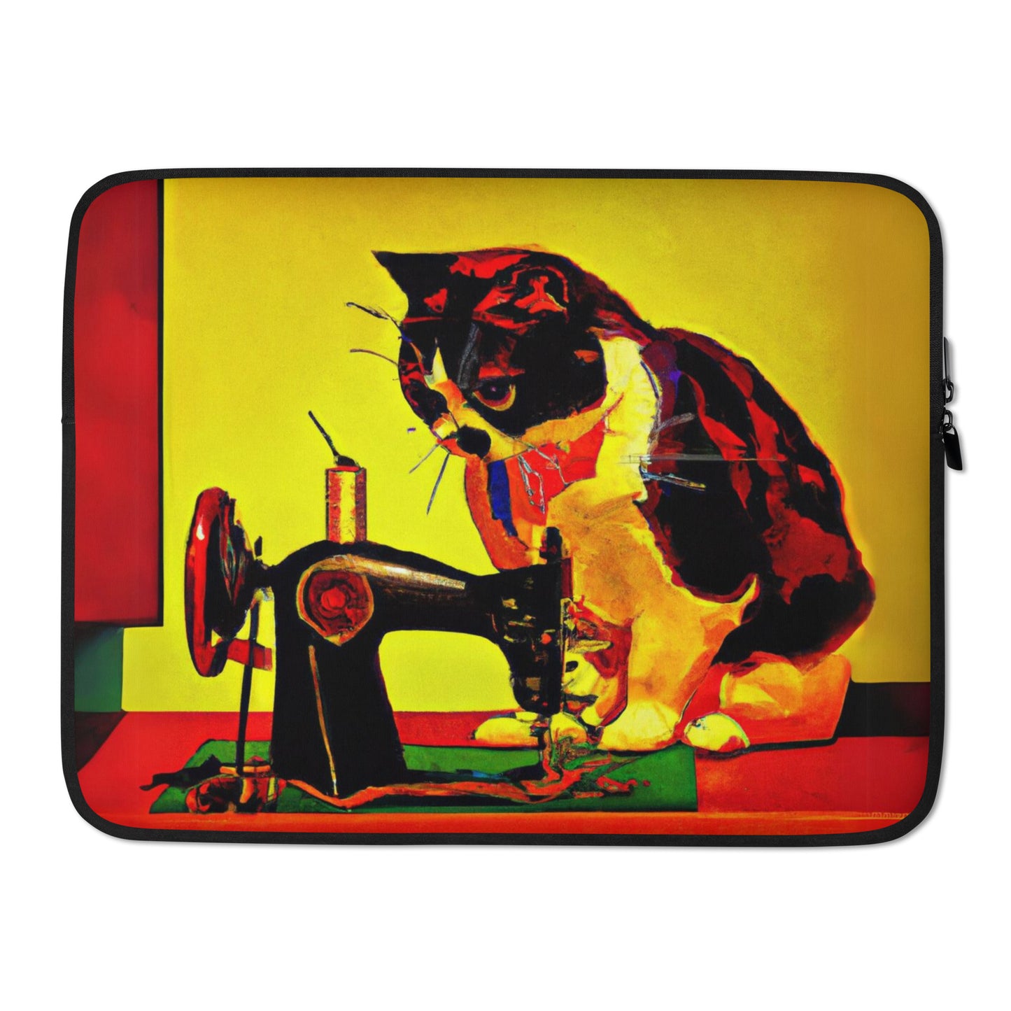 Laptop Sleeve with "Sewing Cat" design - The Perfect Gift for People who Love to Sew