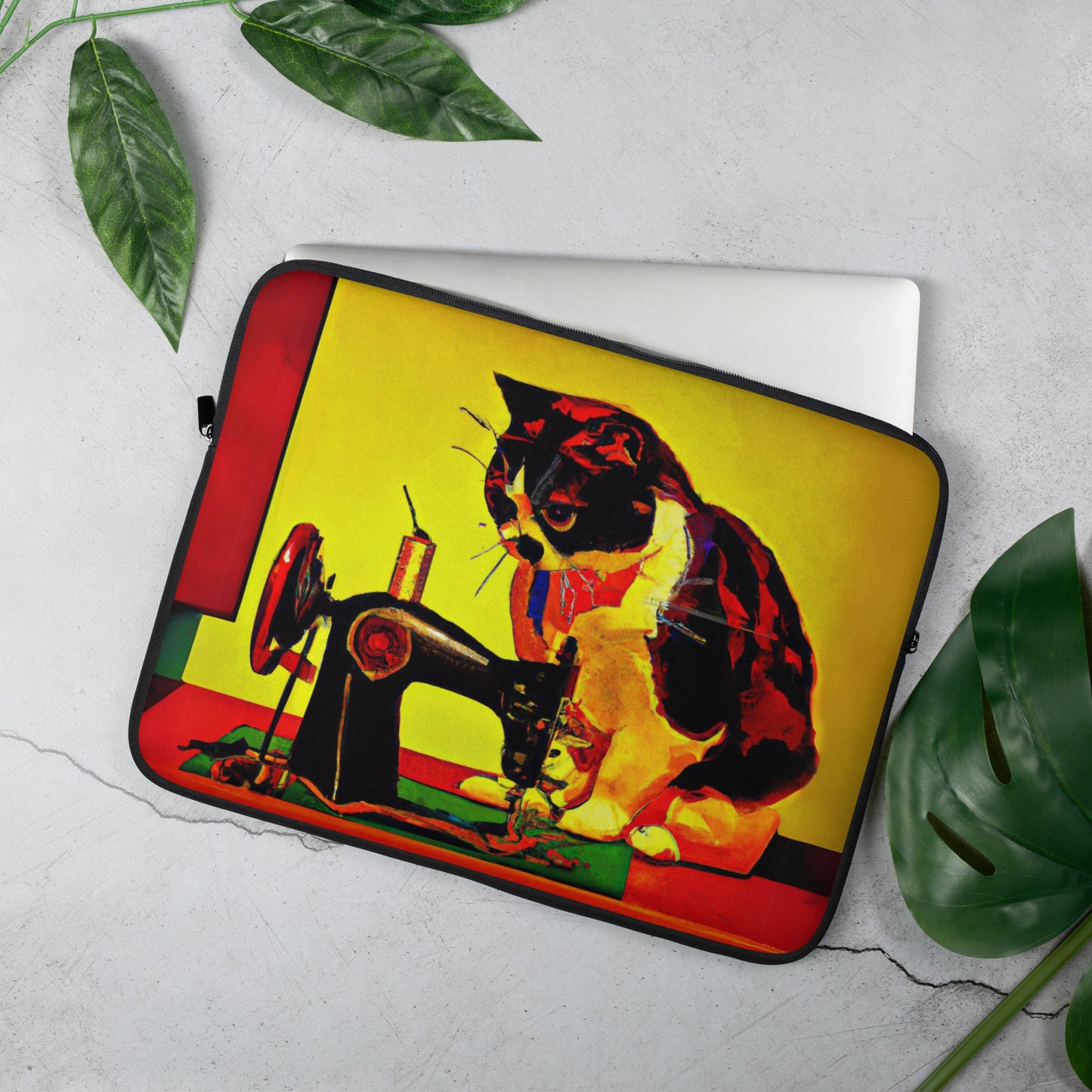 Laptop Sleeve with "Sewing Cat" design - The Perfect Gift for People who Love to Sew