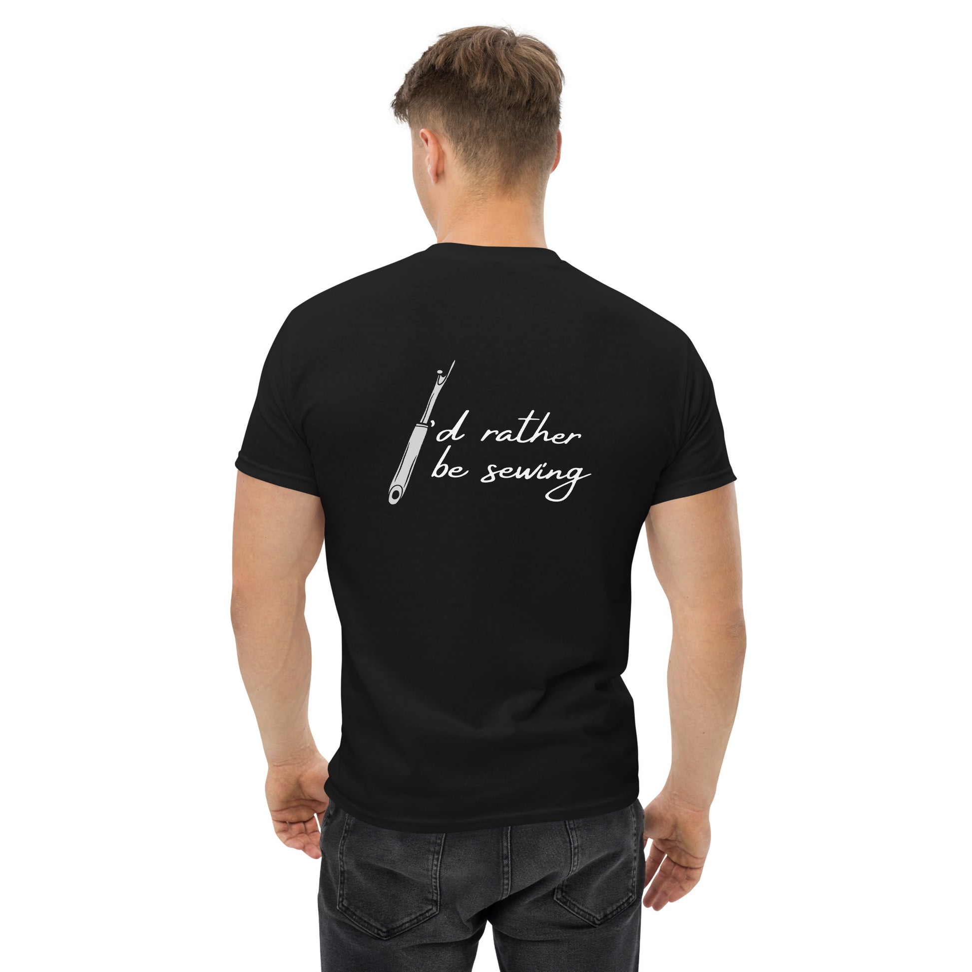 Men's T-shirt with "I'd Rather be Sewing" design – The Perfect Gift for People who Love to Sew