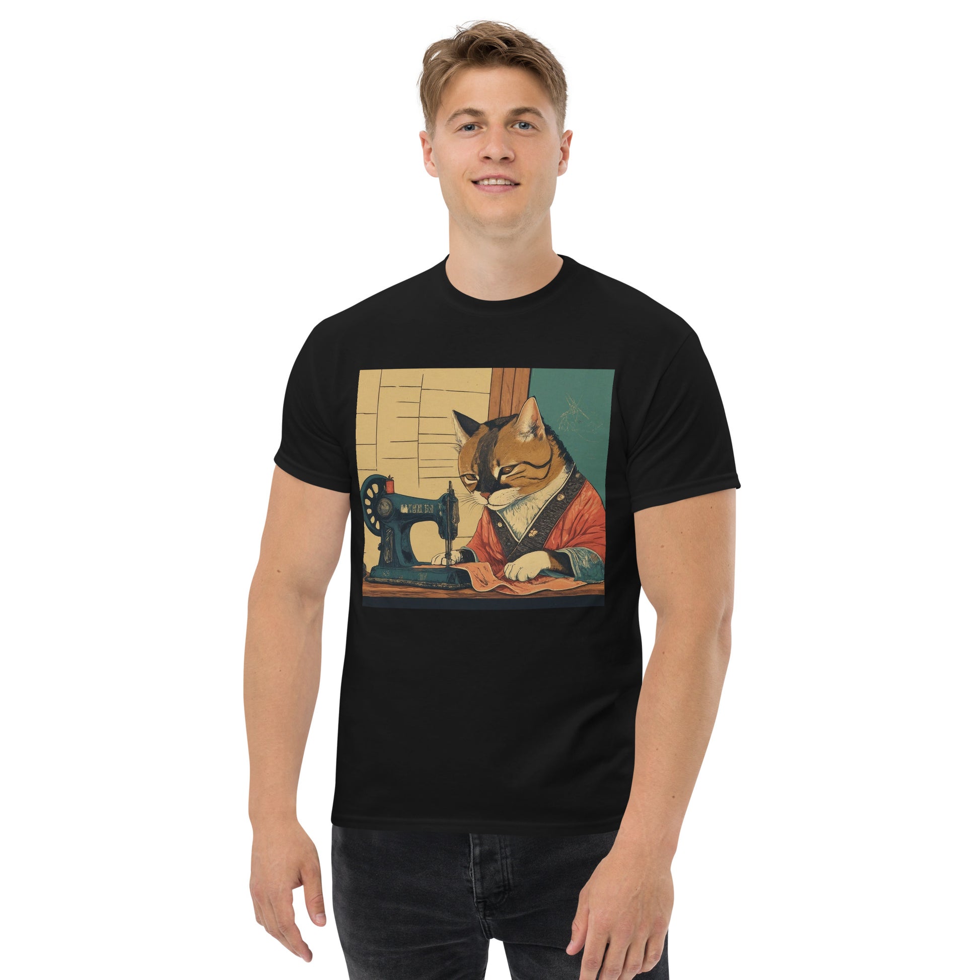 Men's T-shirt with "Sewing Cat" design – The Perfect Gift for People who Love to Sew