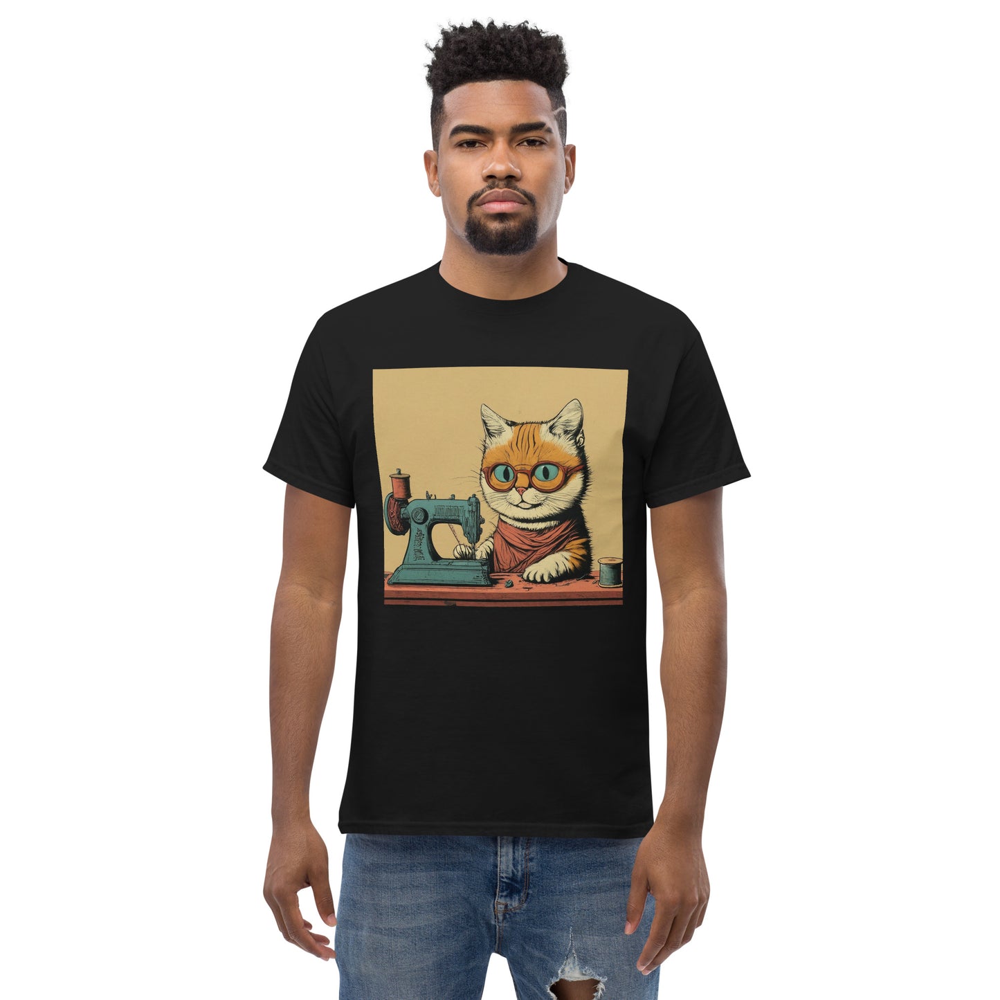 Men's T-shirt with "Sewing Cat" design – The Perfect Gift for People who Love to Sew